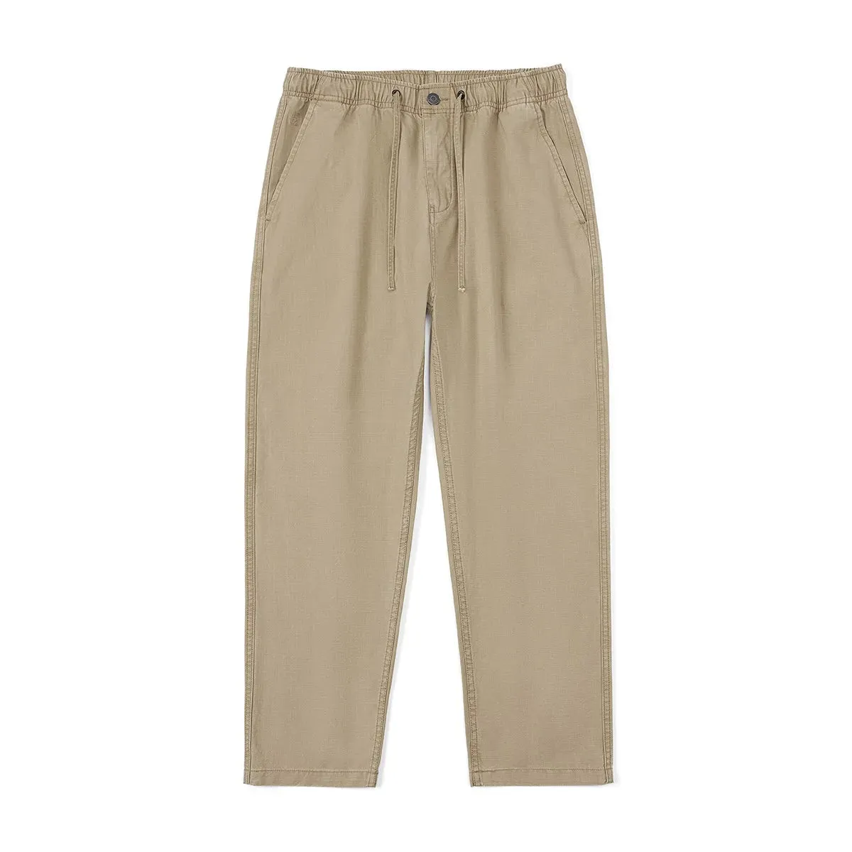 Oversize Loose Tapered Fit Belted Canvas Trousers - Anklet-length Pants