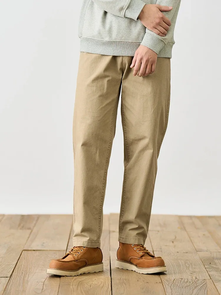 Oversize Loose Tapered Fit Belted Canvas Trousers - Anklet-length Pants