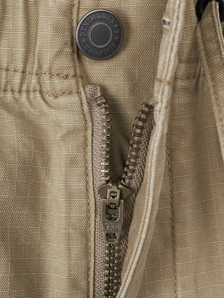 Oversize Loose Tapered Fit Belted Canvas Trousers - Anklet-length Pants