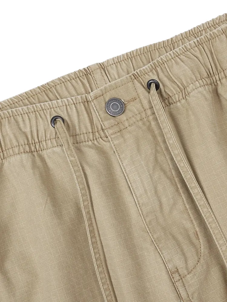Oversize Loose Tapered Fit Belted Canvas Trousers - Anklet-length Pants