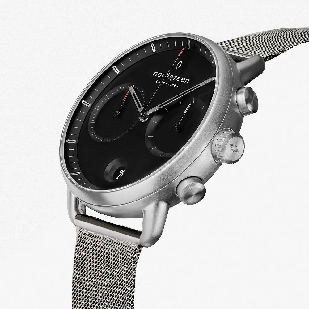 Pioneer - BUNDLE Black Dial Silver | Silver Mesh / Olive Green Nylon / Black Leather Strap