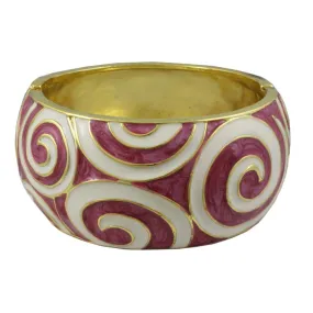 Purple Enamel with White Enamel Swirls Hinged Bangle -BG509