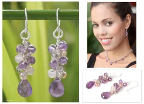 Purple Pink Glam Beaded Earrings