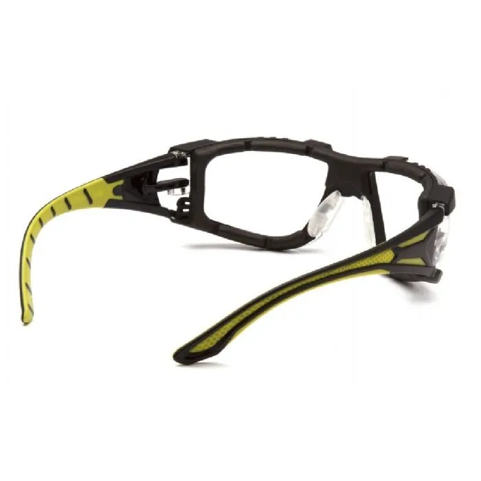 Pyramex SBGR9610STMFP Endeavor Plus Foam Padded Glasses, Black/Green Body, Clear H2MAX Anti-Fog Lens, 1 Each