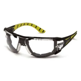 Pyramex SBGR9610STMFP Endeavor Plus Foam Padded Glasses, Black/Green Body, Clear H2MAX Anti-Fog Lens, 1 Each