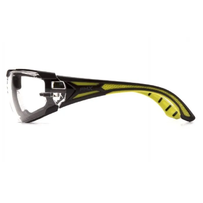 Pyramex SBGR9610STMFP Endeavor Plus Foam Padded Glasses, Black/Green Body, Clear H2MAX Anti-Fog Lens, 1 Each