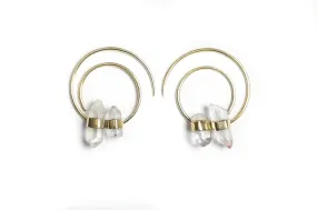 Quartz Crystal Double Spiral Earrings