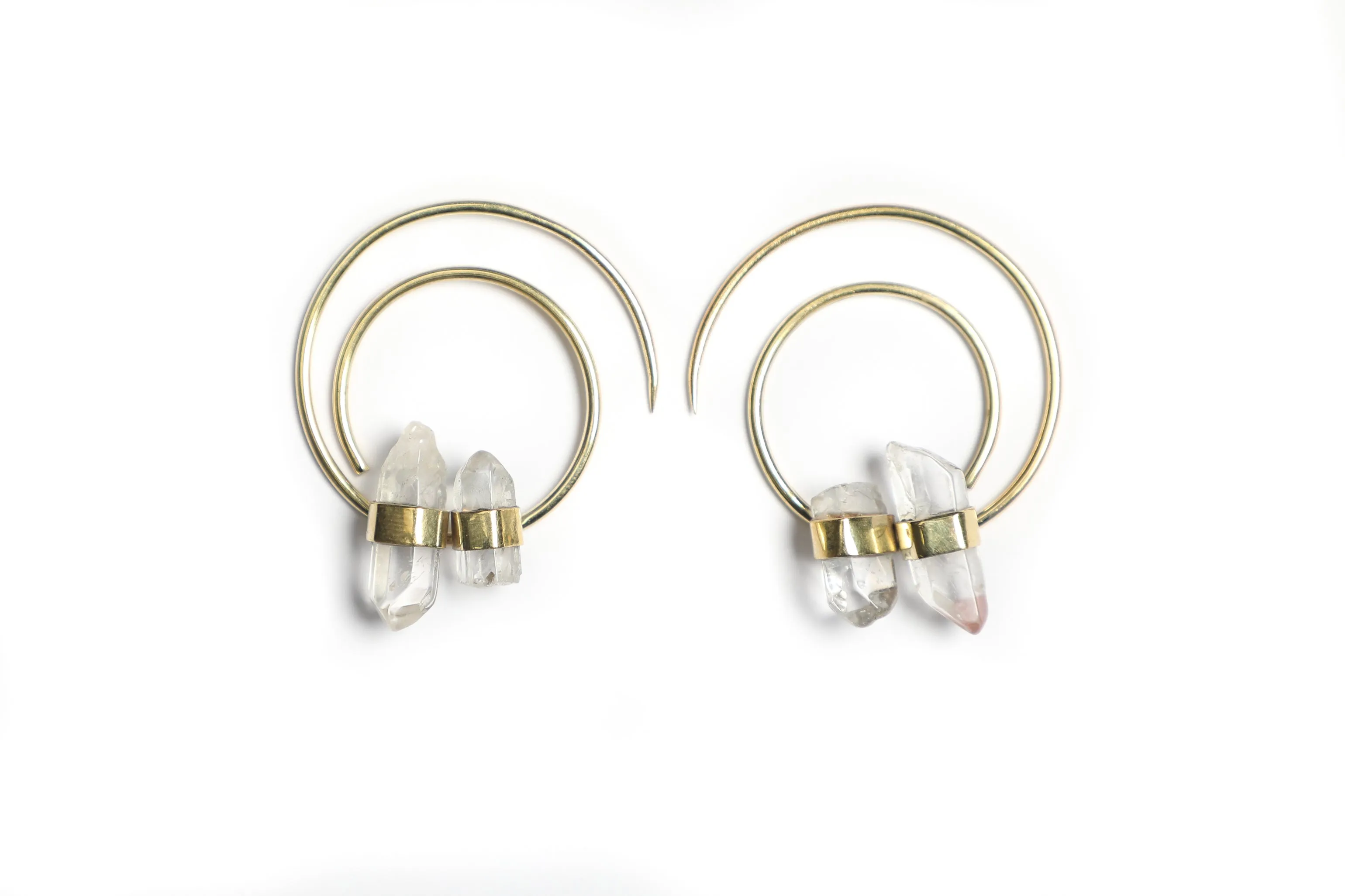 Quartz Crystal Double Spiral Earrings