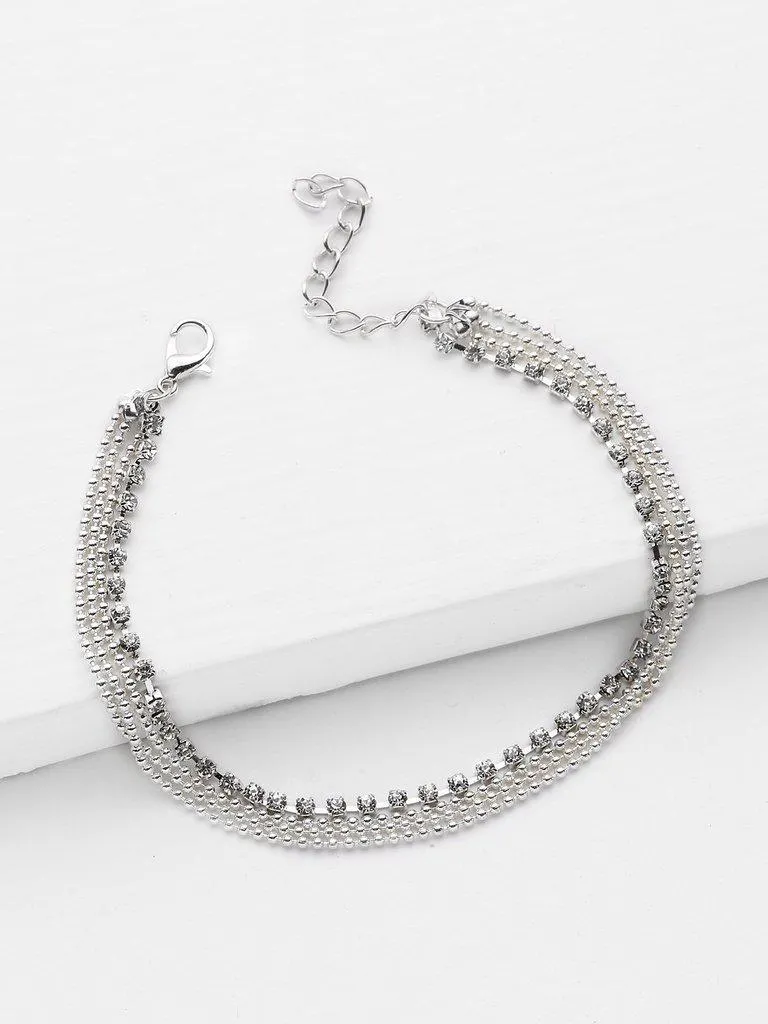 Rhinestone Layered Chain Anklet