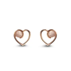 Rose Gold Vermeil Rose Quartz Heart Stud Earrings