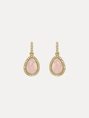 Rose Quartz Cabochon Drop Earrings