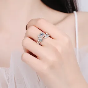 Rose S925 Silver Women's Ring 50 Points Moissanite Ring Color Rose Gold 520 Valentine's Day Gift