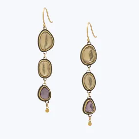 Rosecut Quartz   Pink Sapphire Drop Earring