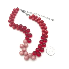 Ruby Red & Pink Color-Block Button Dot Necklace
