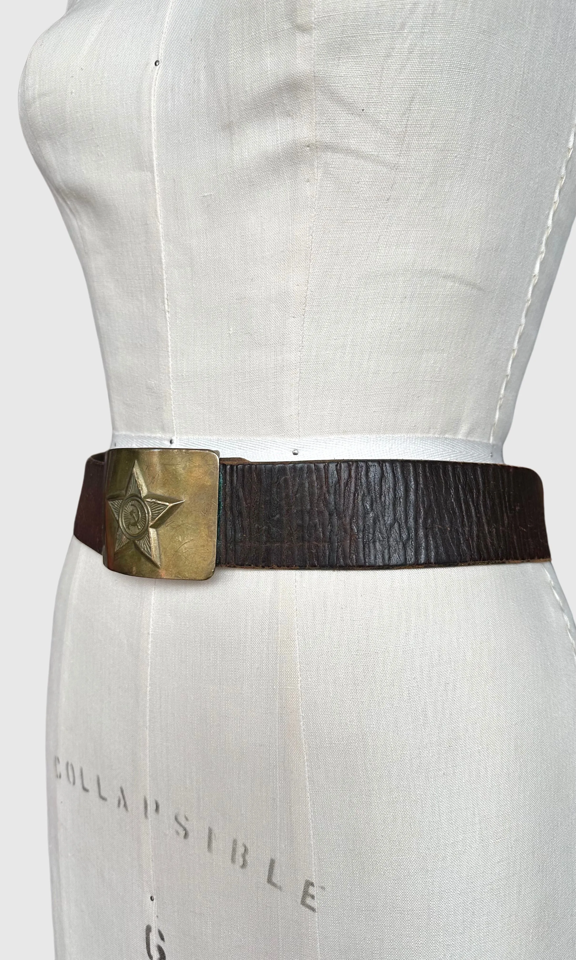 RUSSIAN HAMMER and SICKLE Vintage Brass Belt • Size Medium