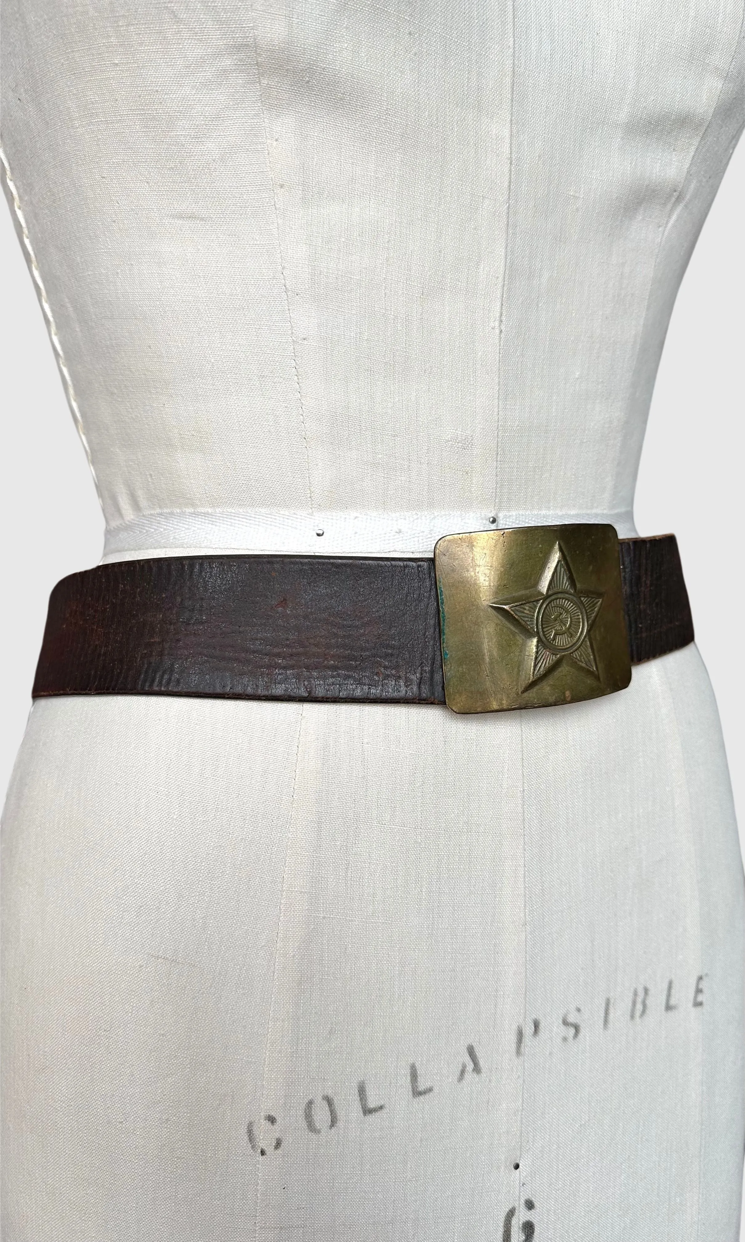 RUSSIAN HAMMER and SICKLE Vintage Brass Belt • Size Medium