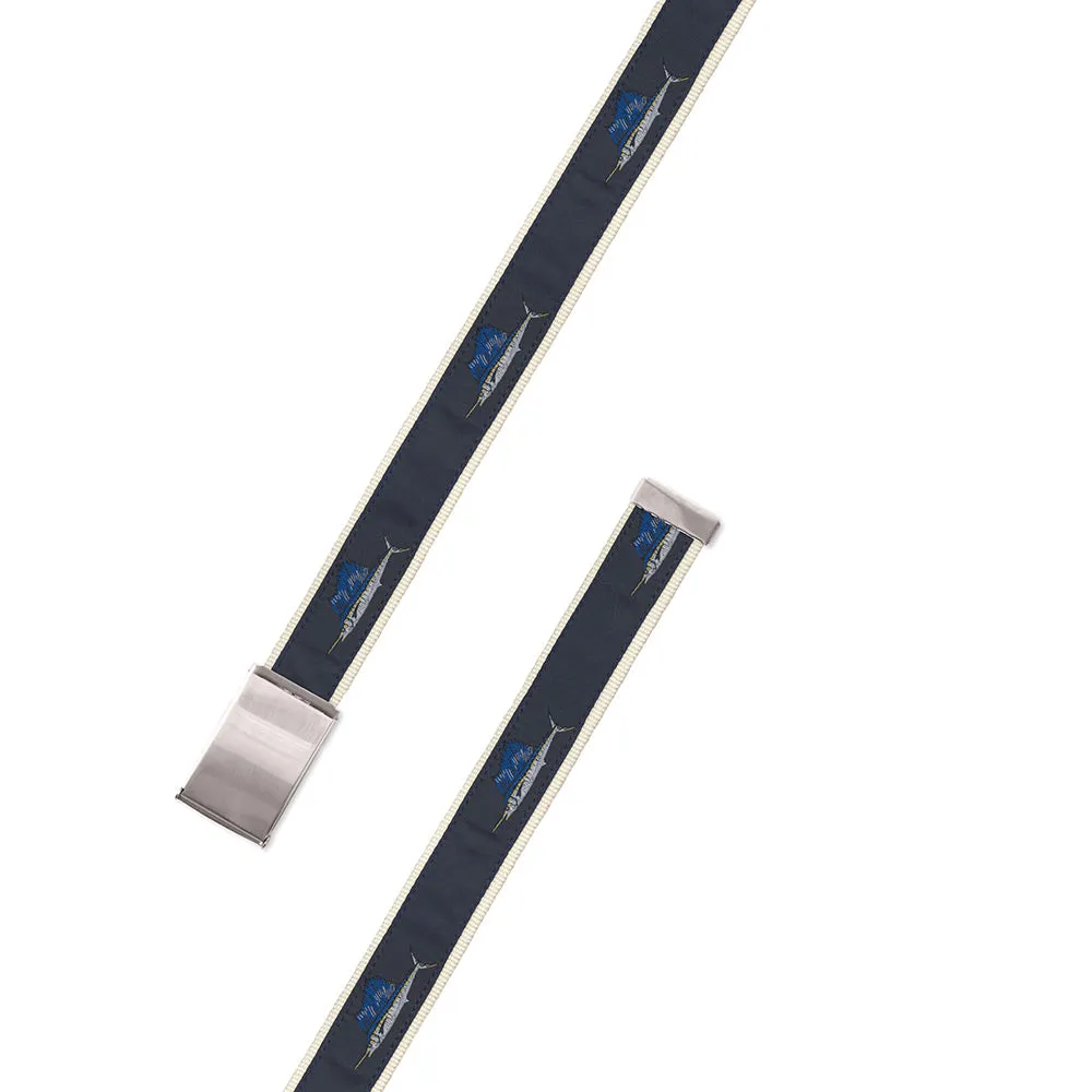 Sailfish Motif Military Buckle Belt