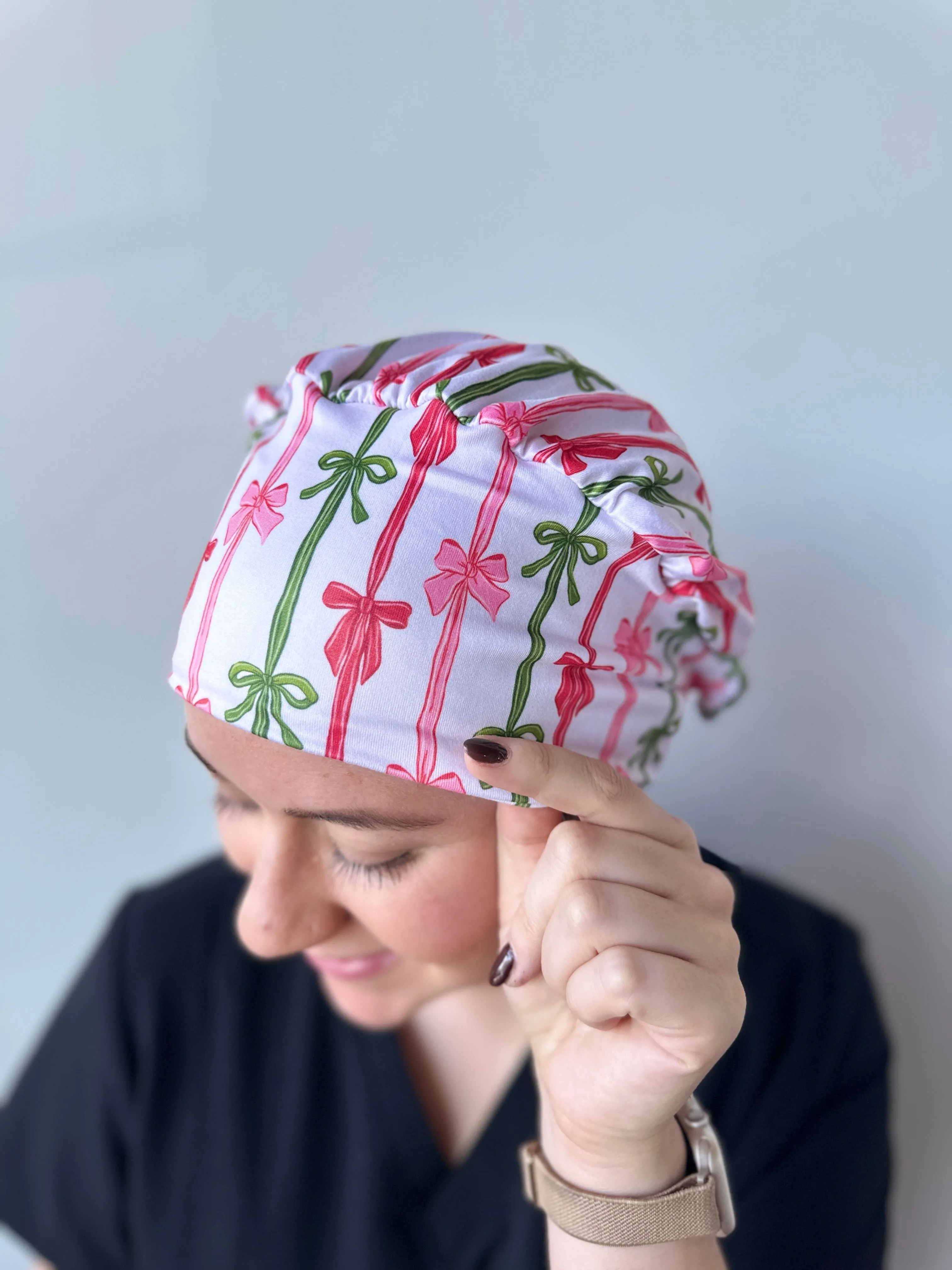 Scrub Hat - Christmas Bows