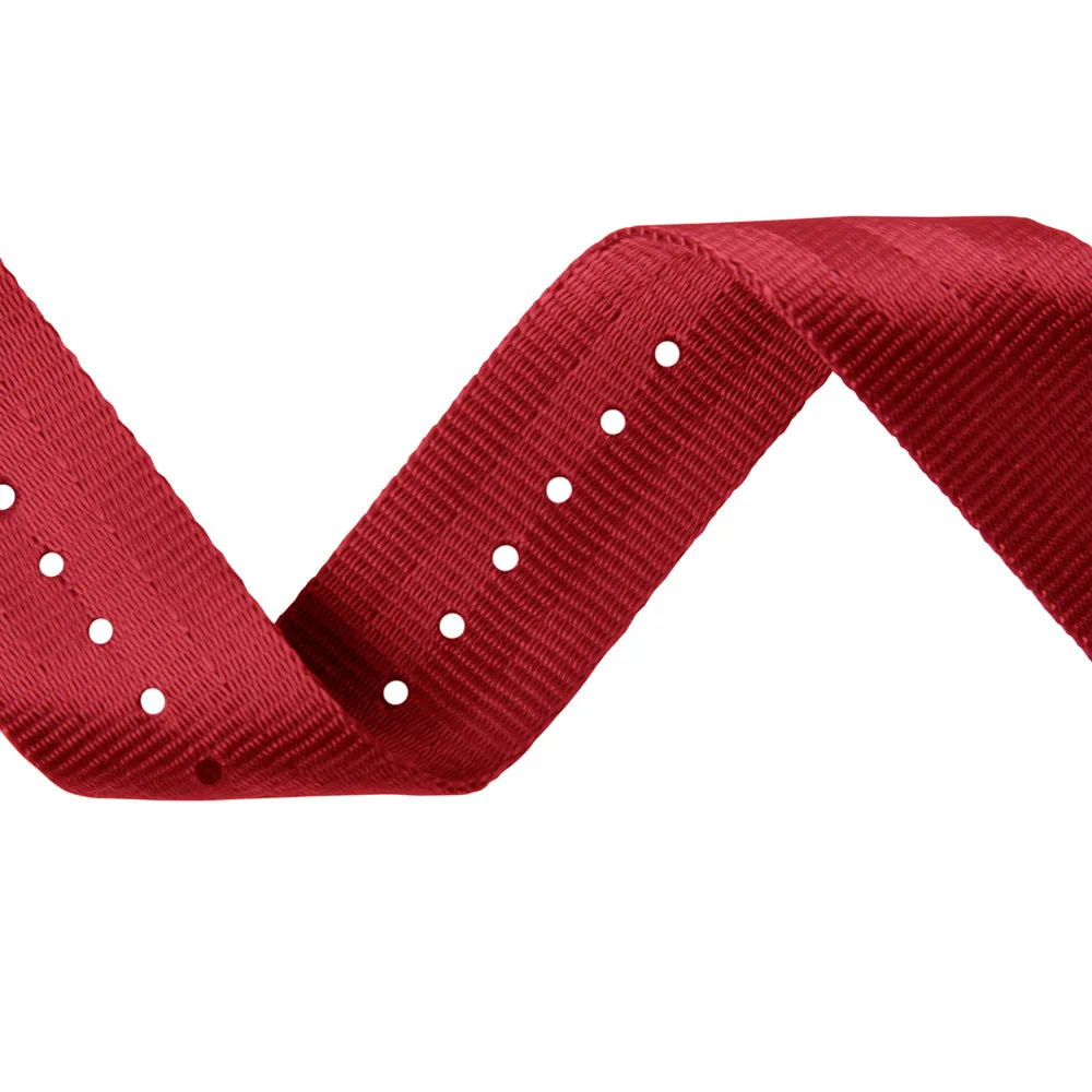 Seat Belt Nylon Military Style Watch Band - Red, Black Hardware