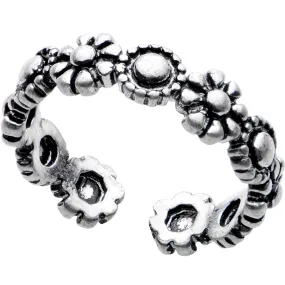 Silver Plated Flower Crown Toe Ring