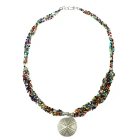 Single Spiral Elegance Multicolor Beaded Necklace Zakali Creations