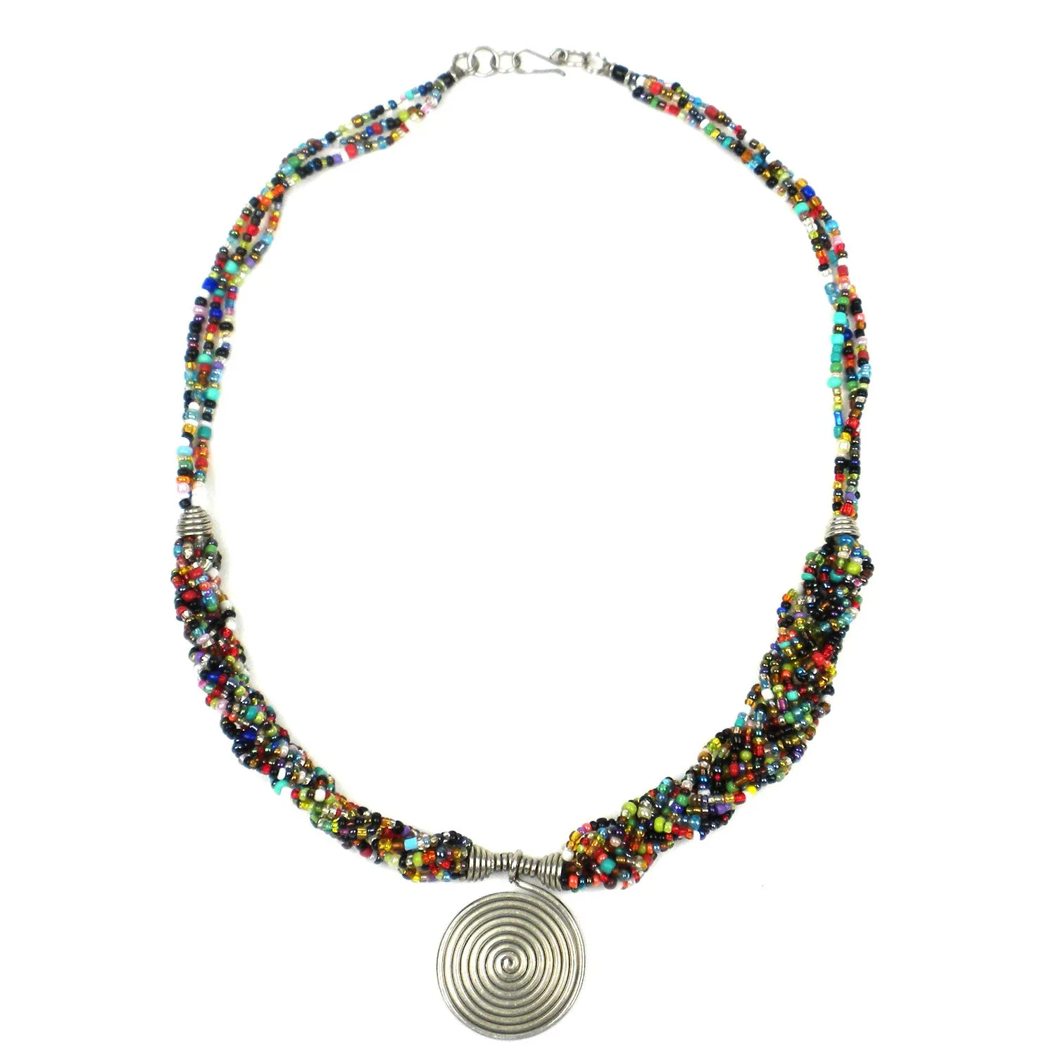 Single Spiral Elegance Multicolor Beaded Necklace Zakali Creations