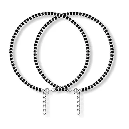 SJ SHUBHAM JEWELLERS Pure Silver Nazariya Anklet (Payal) in Pure 92.5 Pure Sterling Silver for Girls & Women (Silver) (One Pc Nazariya)