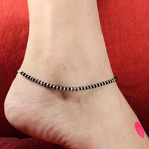 SJ SHUBHAM JEWELLERS Pure Silver Nazariya Anklet (Payal) in Pure 92.5 Pure Sterling Silver for Girls & Women (Silver) (One Pc Nazariya)