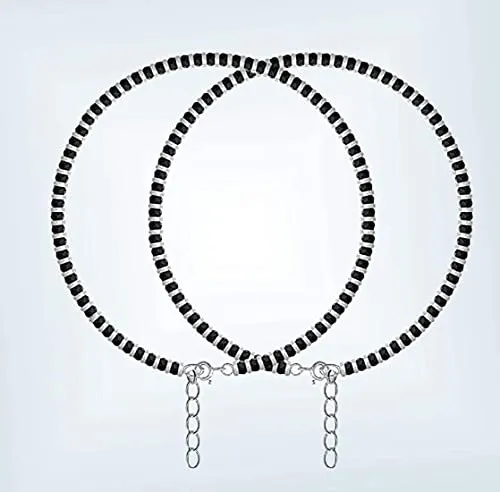 SJ SHUBHAM JEWELLERS Pure Silver Nazariya Anklet (Payal) in Pure 92.5 Pure Sterling Silver for Girls & Women (Silver) (One Pc Nazariya)