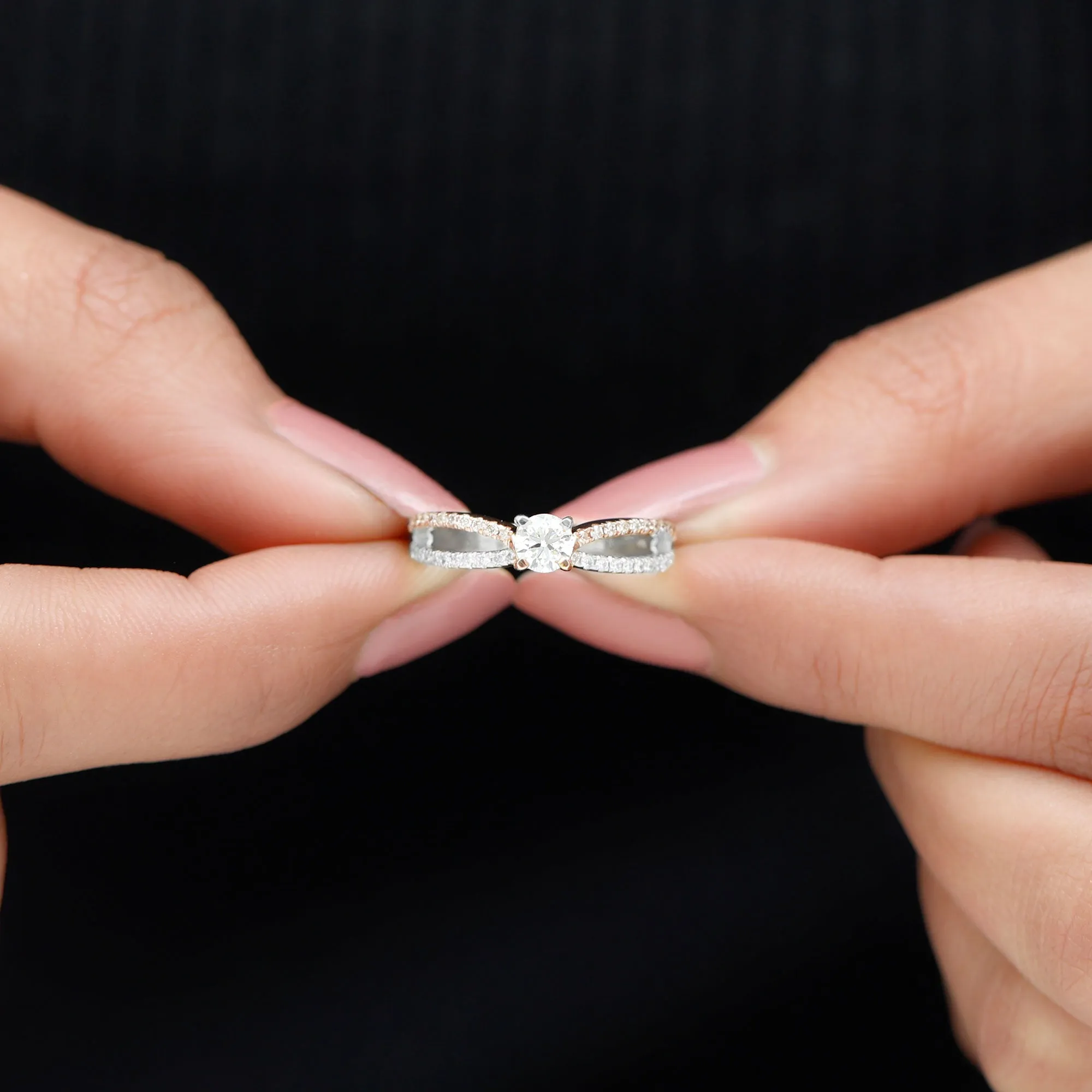 Solitaire Lab Grown Diamond Split Shank Engagement Ring