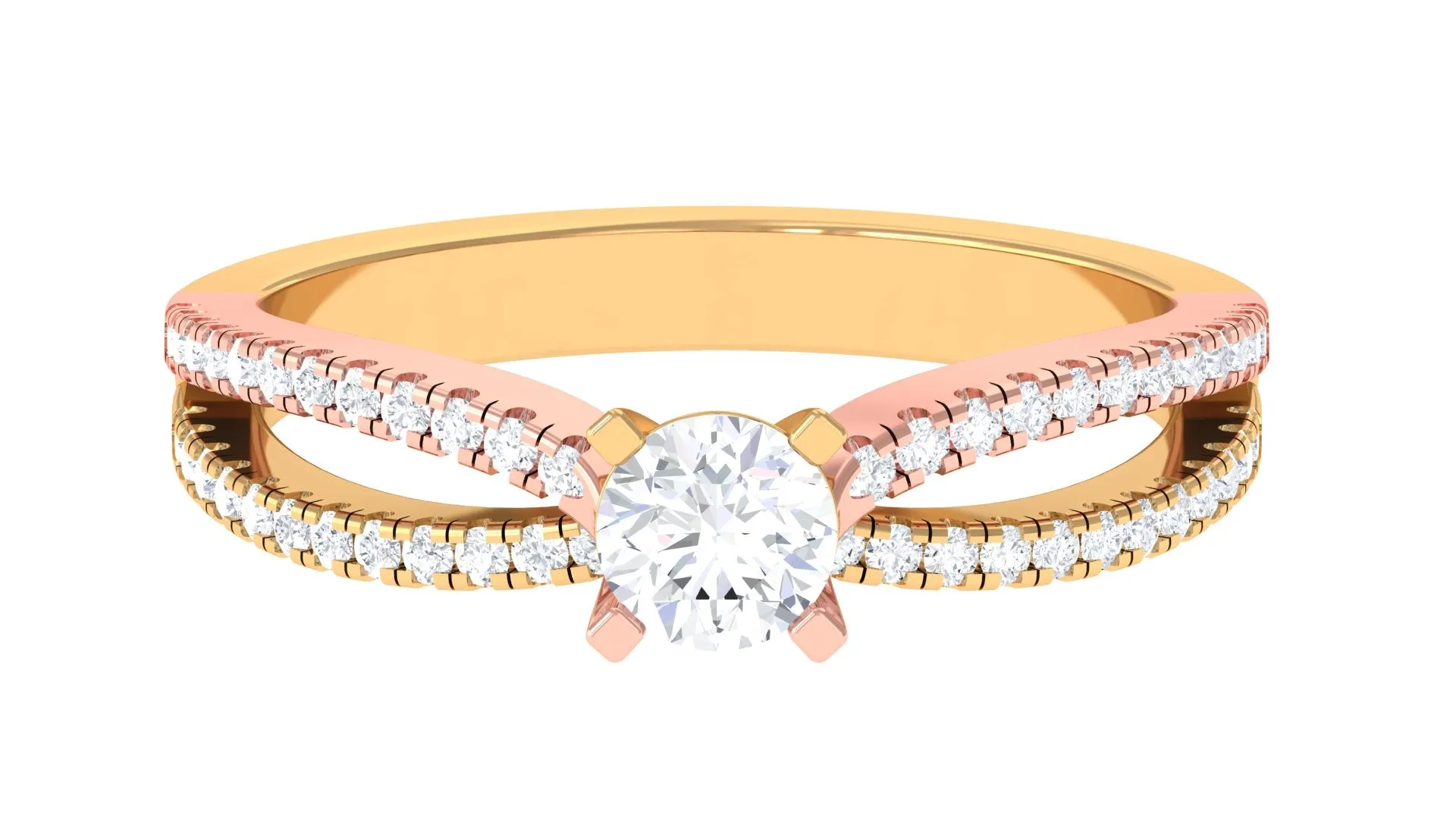 Solitaire Lab Grown Diamond Split Shank Engagement Ring