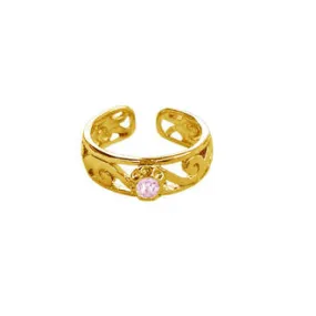 Spiral Band with Stone Toe Ring - Gold