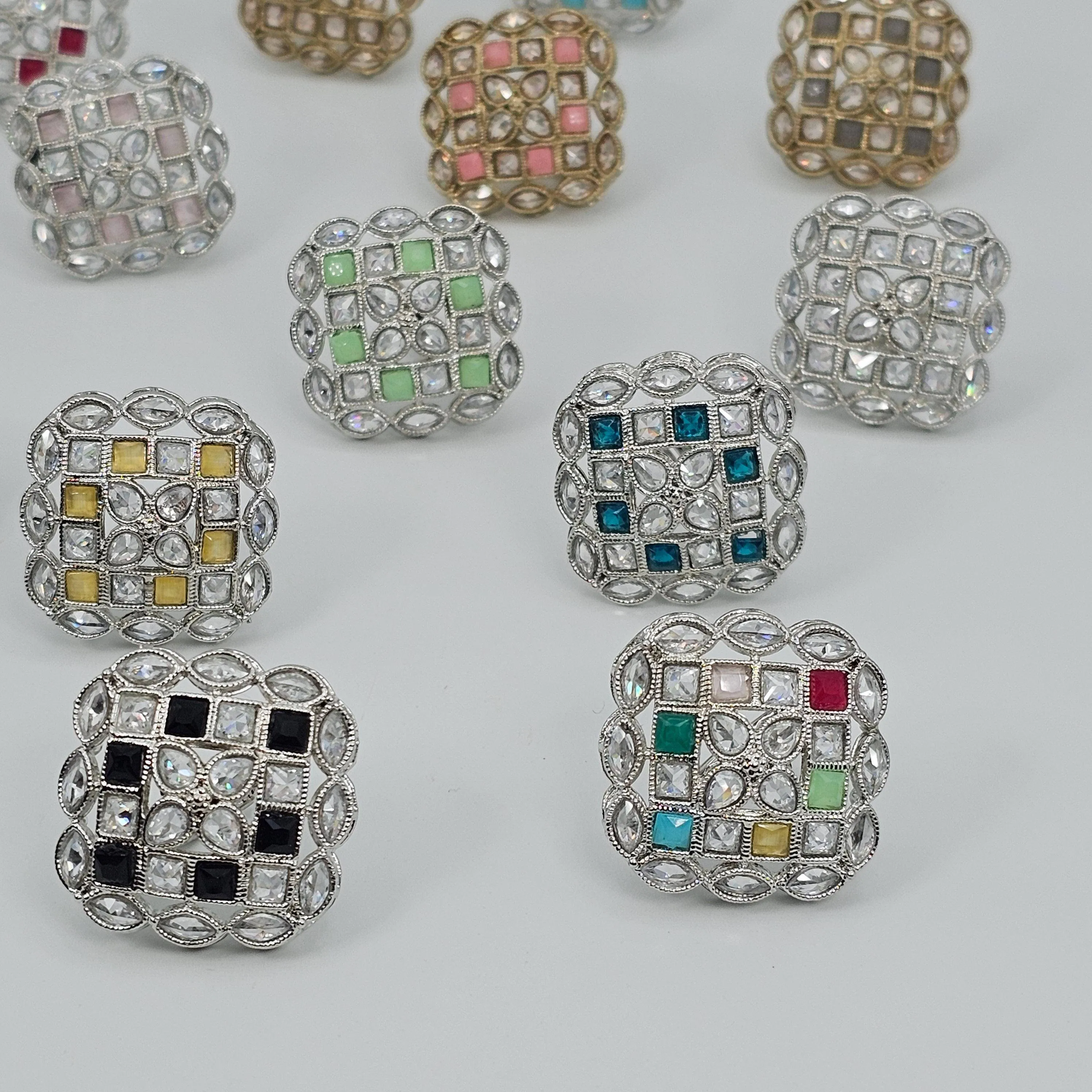Square Polki Mandala Statement Ring