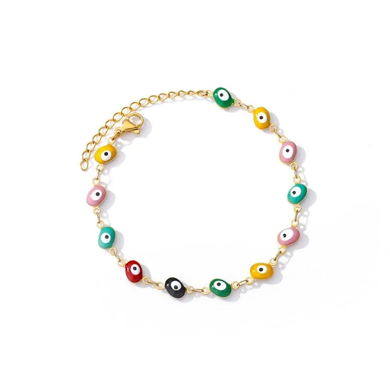 Stainless Steel Evil Eye Anklets For Women