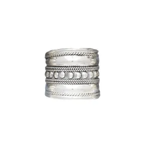 Sterling Silver Armor Style Wide Band Ring
