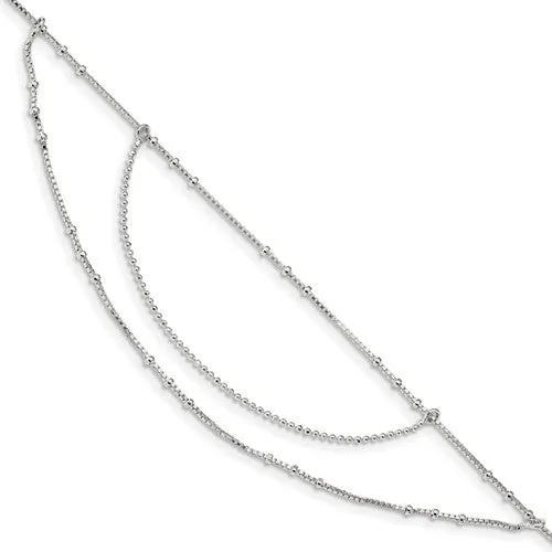 Sterling Silver Multi-Strand 9in With 1in Extension Anklet