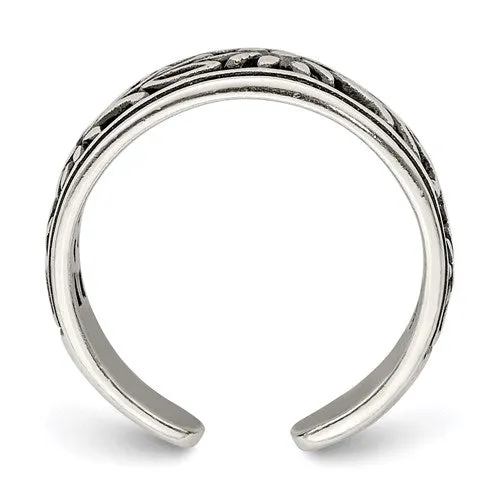 Sterling Silver Open Floral Toe Ring
