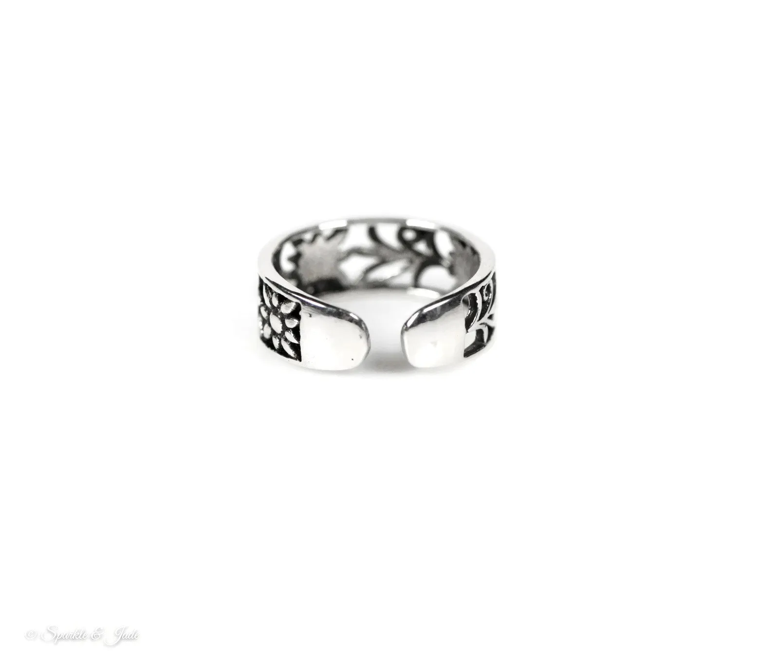 Sterling Silver Open Floral Toe Ring