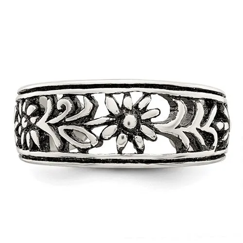 Sterling Silver Open Floral Toe Ring