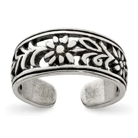 Sterling Silver Open Floral Toe Ring