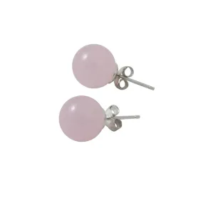 Sterling Silver Rose Quartz Bead Stud Earrings