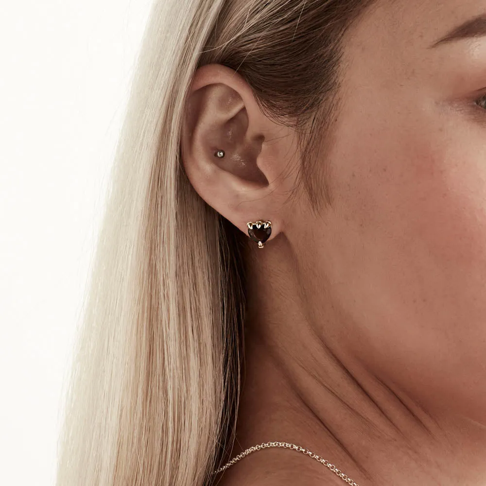 Stolen Girlfriends Club Talon Stud Earrings - Gold Plated & Espresso Quartz