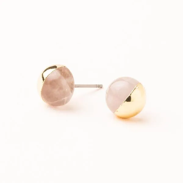 Stud Earring Rose Quartz/Gold
