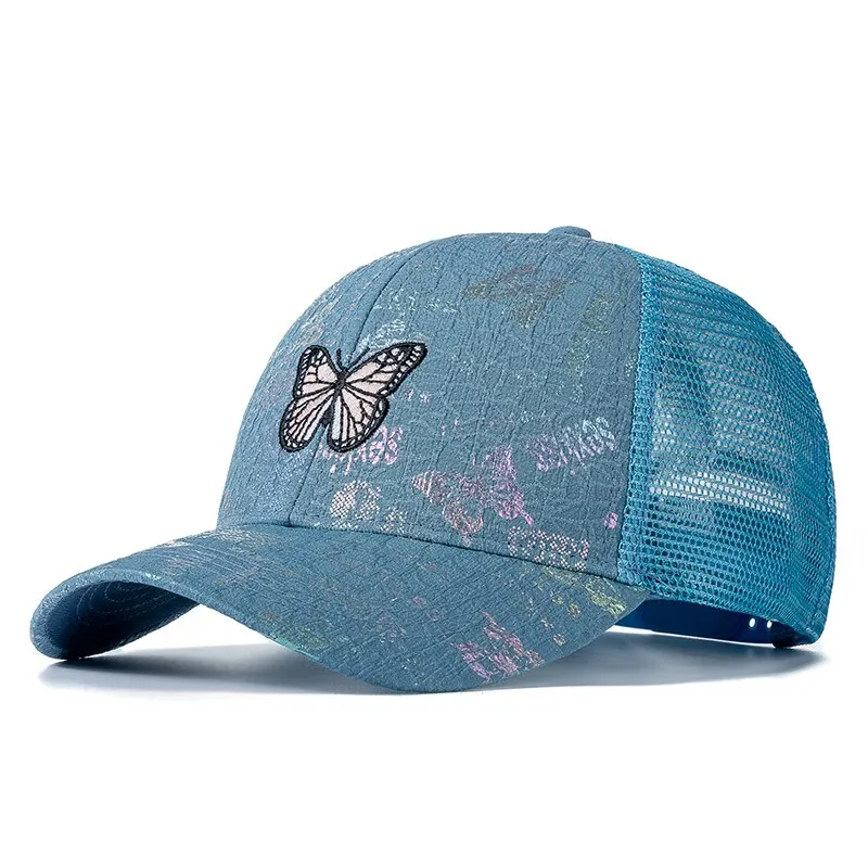 Stylish Women Cap Summer Trucker Hats For Women Fashion Butterfly Embroidery Baseball Cap Outdoor Streetwear Hat Cap