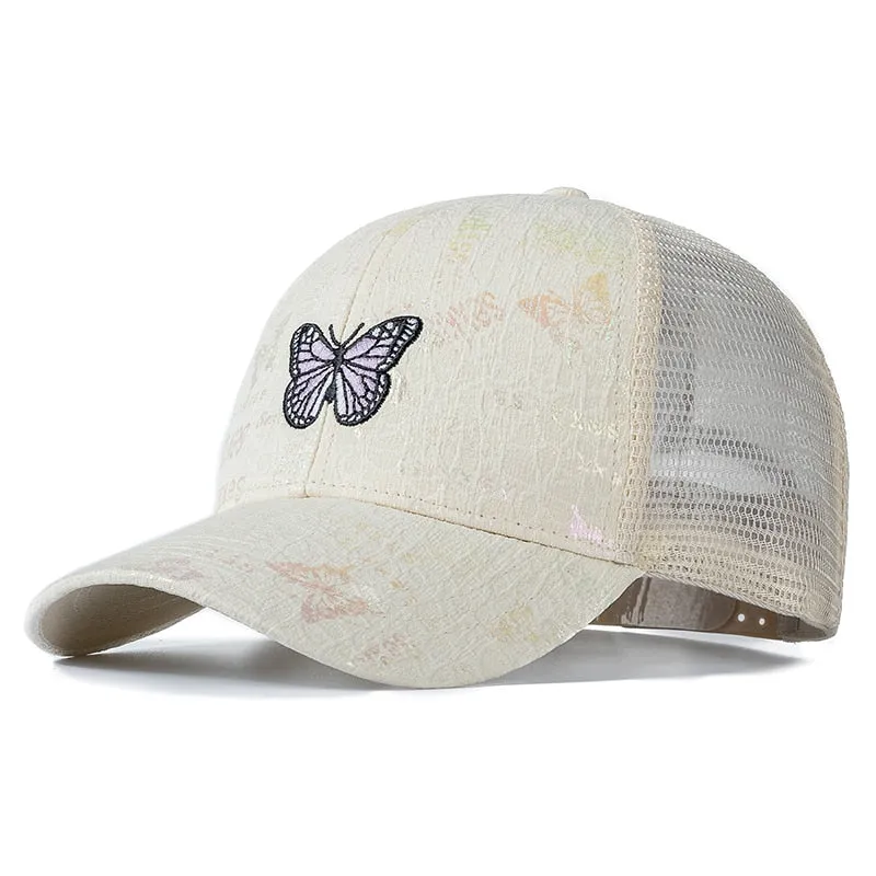 Stylish Women Cap Summer Trucker Hats For Women Fashion Butterfly Embroidery Baseball Cap Outdoor Streetwear Hat Cap