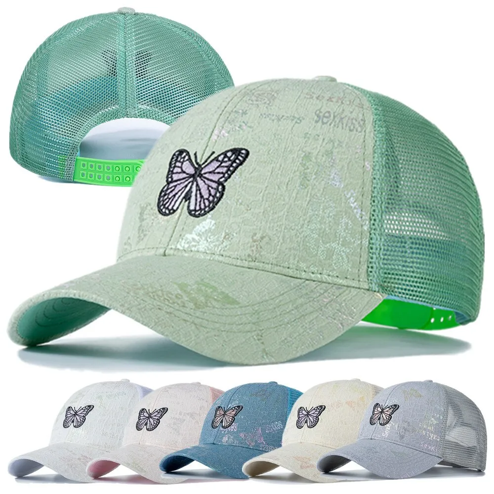 Stylish Women Cap Summer Trucker Hats For Women Fashion Butterfly Embroidery Baseball Cap Outdoor Streetwear Hat Cap