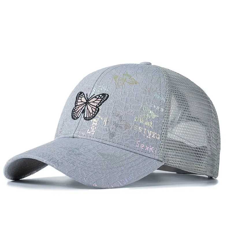 Stylish Women Cap Summer Trucker Hats For Women Fashion Butterfly Embroidery Baseball Cap Outdoor Streetwear Hat Cap