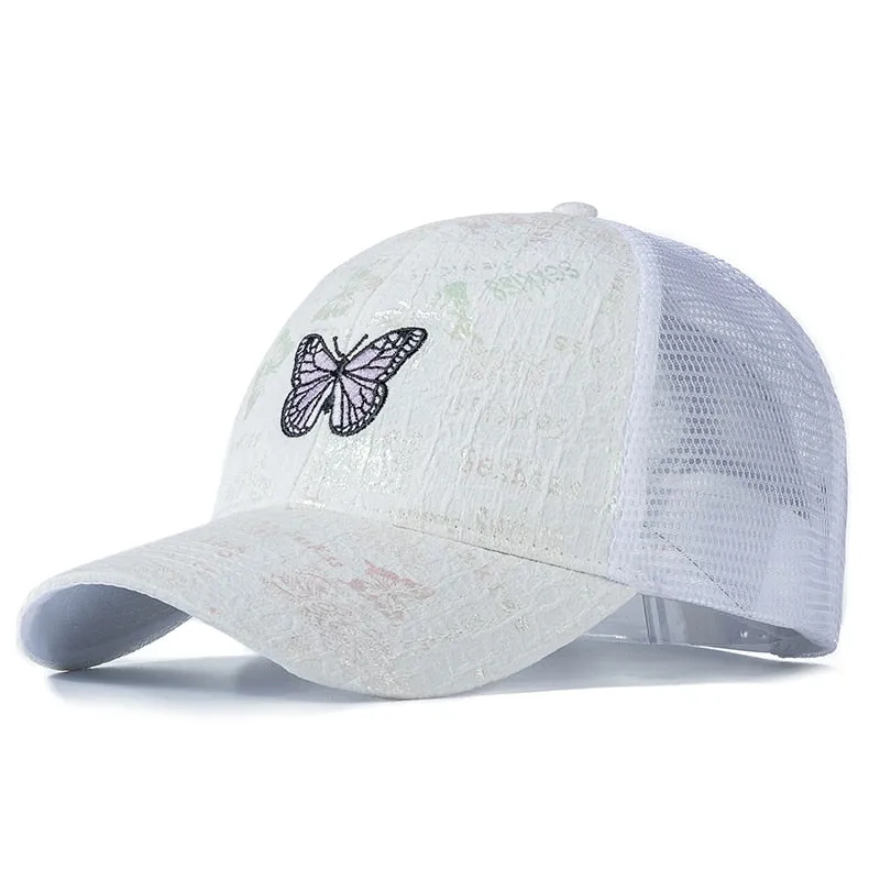 Stylish Women Cap Summer Trucker Hats For Women Fashion Butterfly Embroidery Baseball Cap Outdoor Streetwear Hat Cap