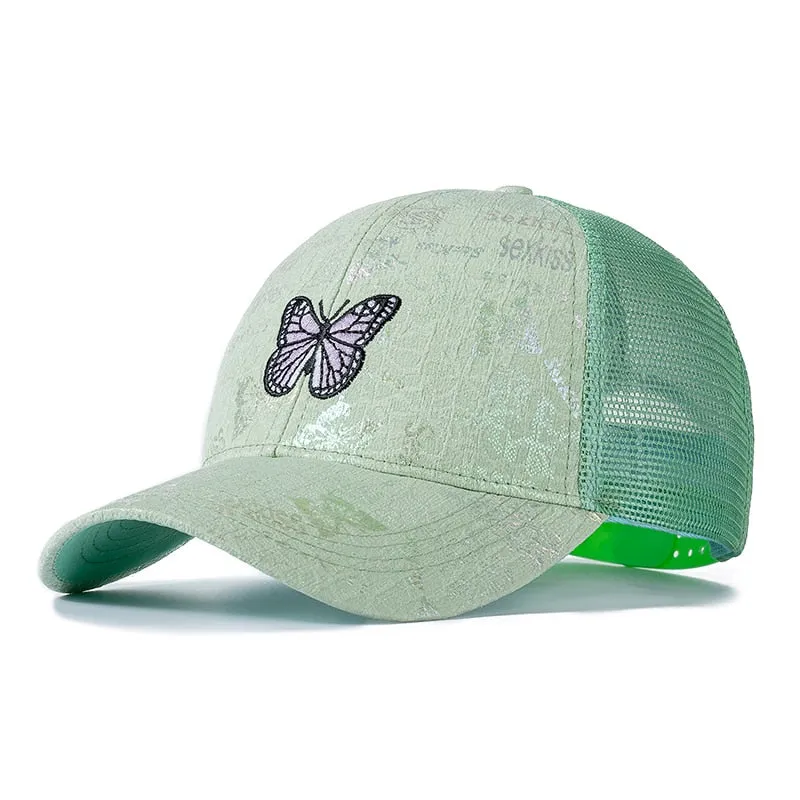 Stylish Women Cap Summer Trucker Hats For Women Fashion Butterfly Embroidery Baseball Cap Outdoor Streetwear Hat Cap