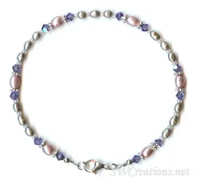Tanzanite Crystal Mauve Pearl Anklet